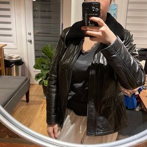 100% genuine lamb skin leather with genuine lamb trim fur